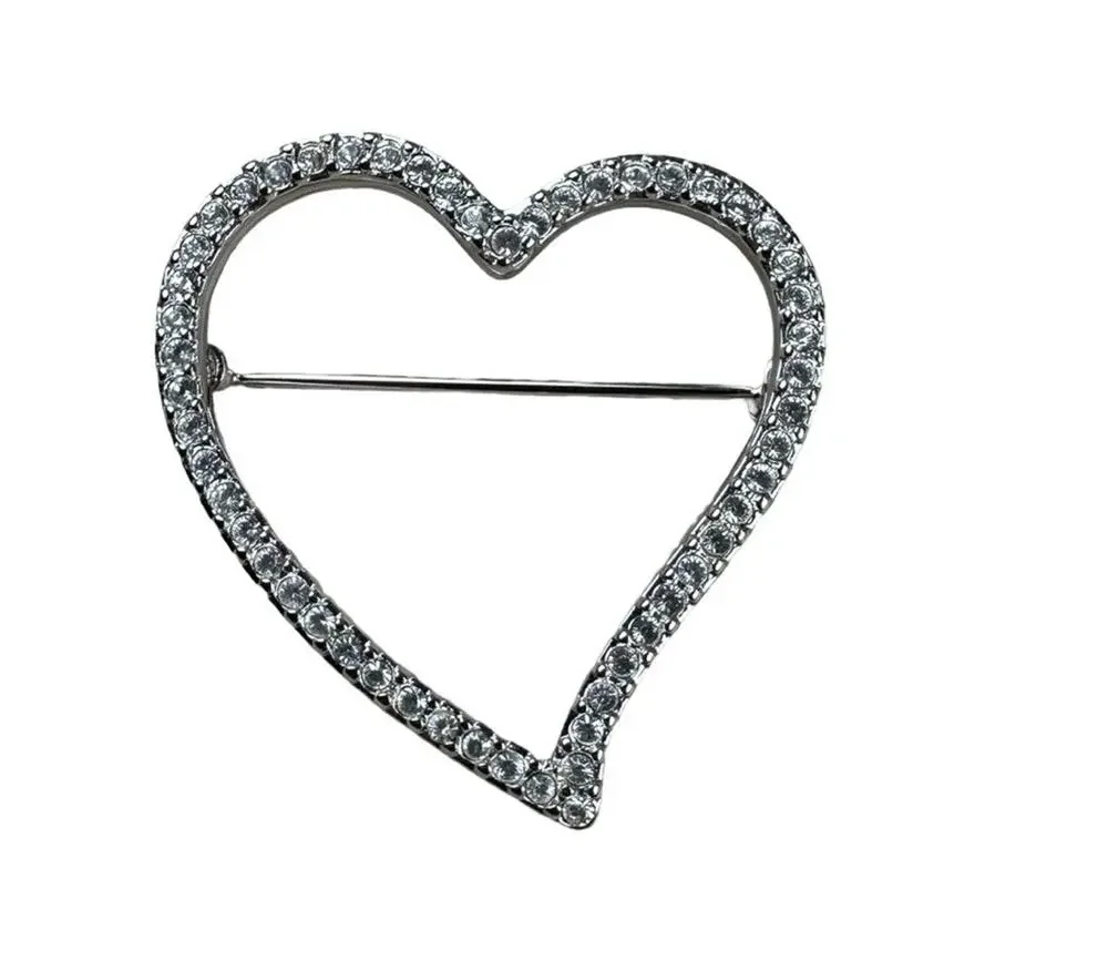 Vintage Swarovski Rhinestone Heart Pin Brooch 1.5